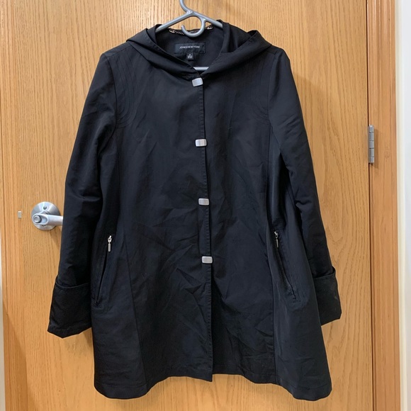 Women’s Jones New York Black Swing Rain Coat Sz M - Picture 1 of 3